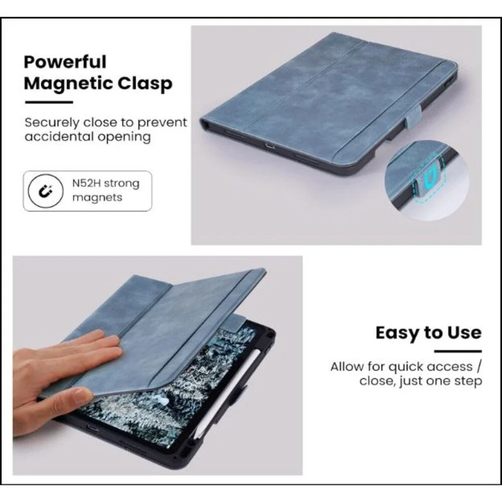 Handmade Case for iPad Pro 11 Inch (M5/M4) 2025/2024 with Pencil Holder Blue